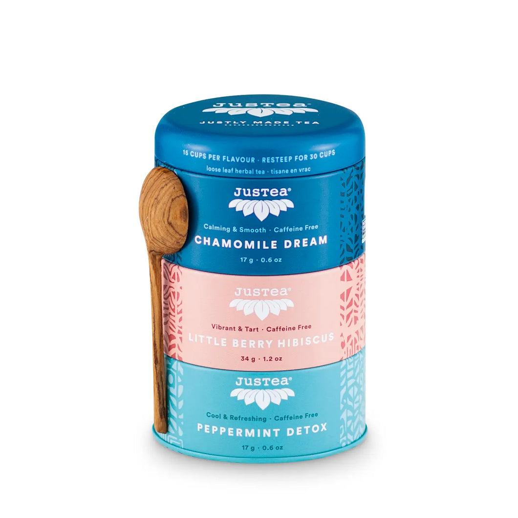 Herbal Tea Trio Tin & Spoon - Organic, Fair-Trade Tea Gift