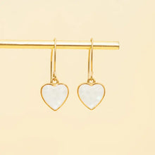 Load image into Gallery viewer, Azure Heart Earrings in Mother of Pearl
