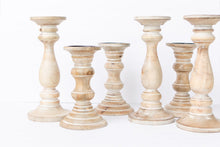Load image into Gallery viewer, Medium White Wash Wood Candlestick
