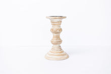 Load image into Gallery viewer, Medium White Wash Wood Candlestick

